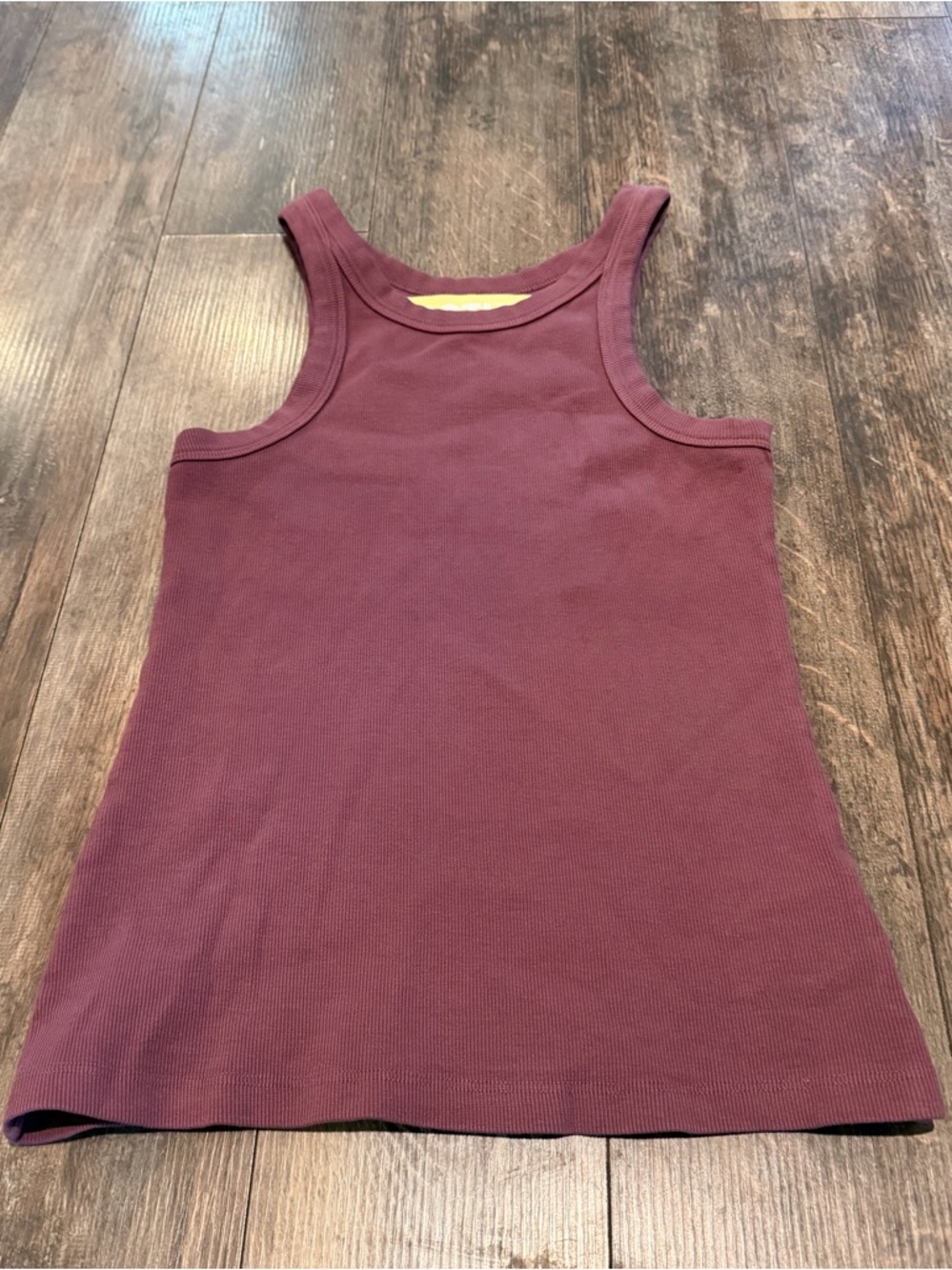 MOTHER Ribbed Tank Top in Plum
